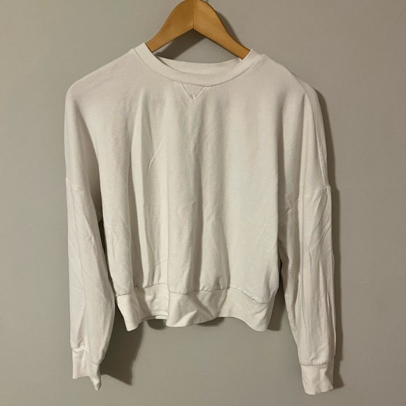 Walter Baker Shirt Women’s Medium White Crewneck Long Sleeve Cropped Top - Picture 1 of 7